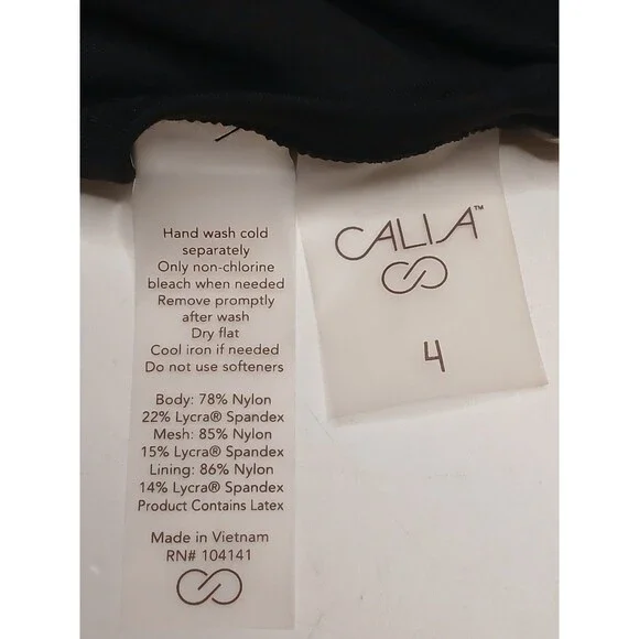Calia Women's Swimsuit Sz 4 Black Tie Front Crisscross StrapFixed Cups $75 - Picture 7 of 13